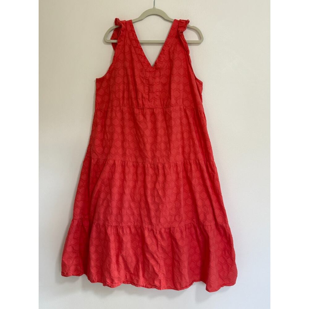 Ann Taylor Loft Flutter Tiered Midi Dress Salmon Coral Size 2XL Brunch Casual